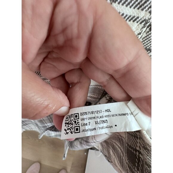 Old‎ Navy Women's Grey Plaid Shacket Jacket Cotton Shirt XL Cottagecore Warmth - Picture 12 of 13